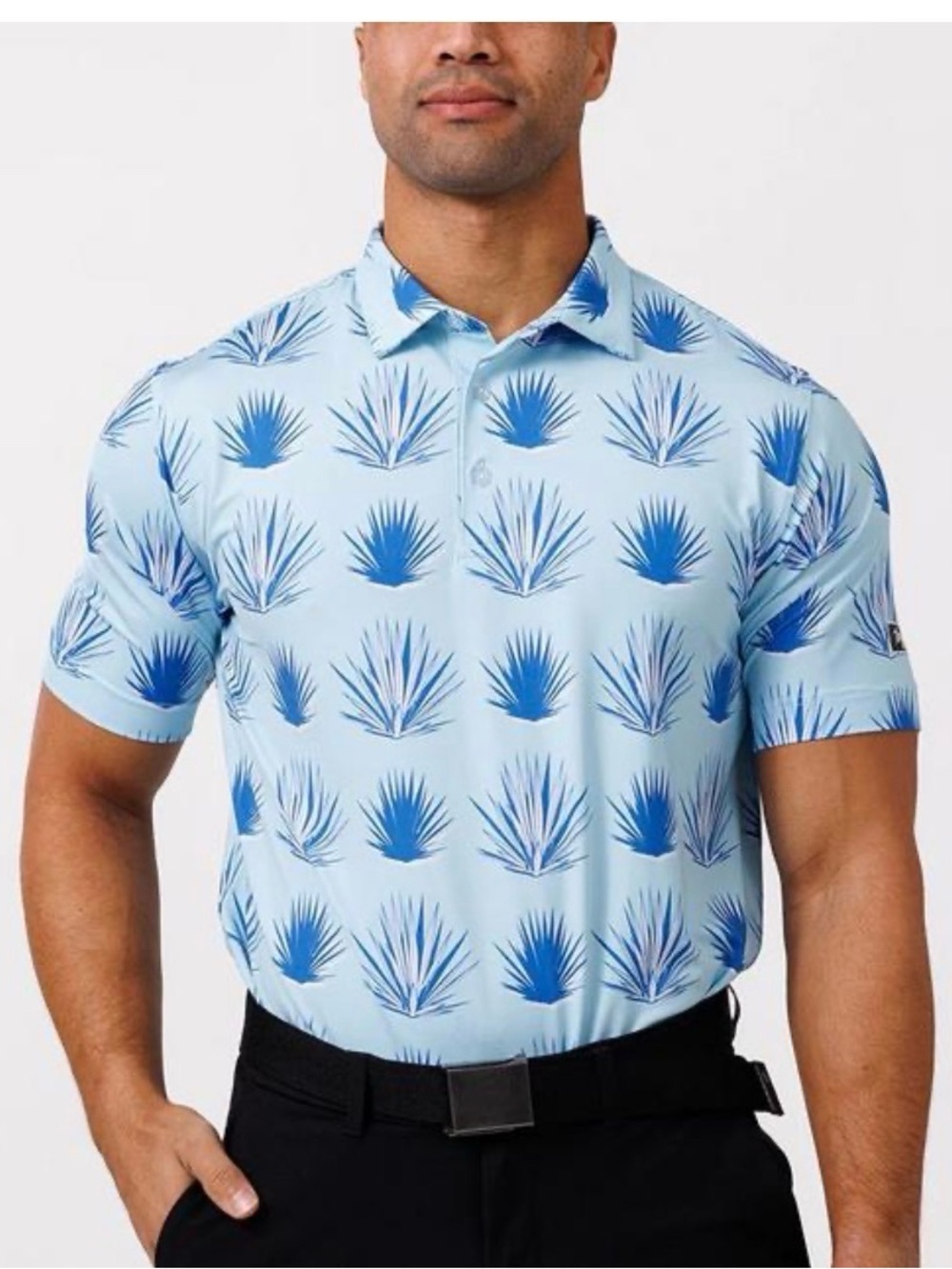 Waggle Golf Shirt Men's Blue Agave Polo Shirt
